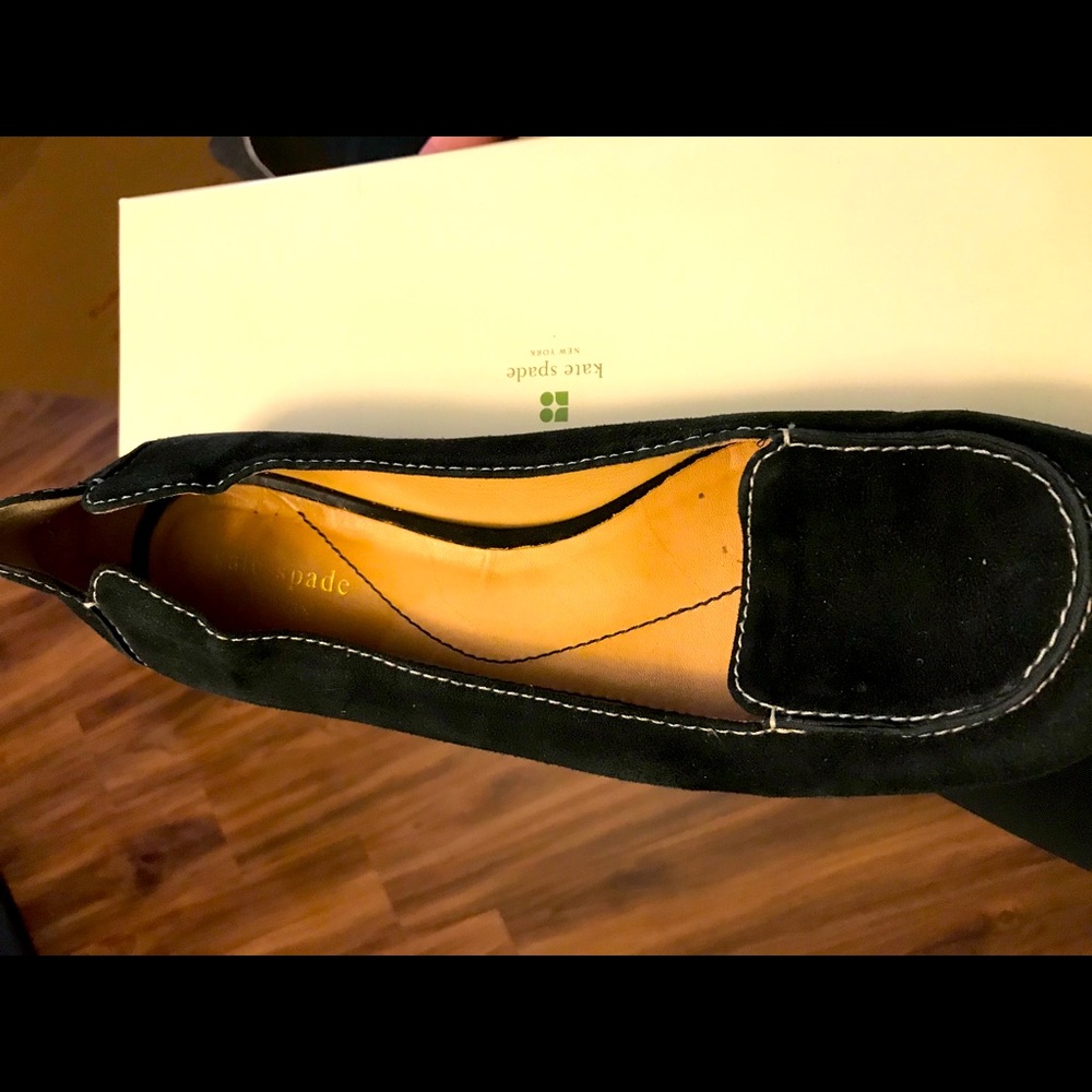 Kate Spade “smoking loafers” black suede